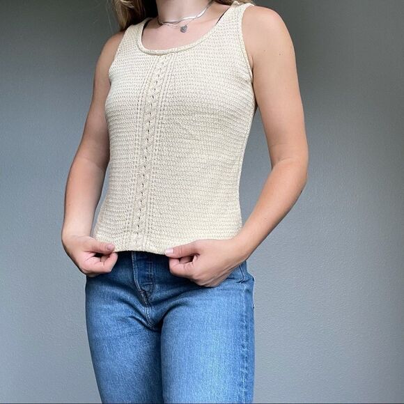St. John Gold Metallic Wool Work Tank Top Camisole - Picture 8 of 8